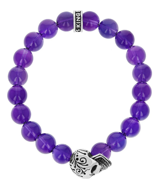 Amethyst Bracelet with Day of the Dead Skull